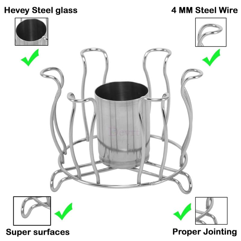 Puno Lotus-Shaped Stainless Steel Glass Stand with Central Spoon Holder – Elegant Flower Design Cup & Utensil Organizer Rack for Kitchen & Dining Table - Image 3