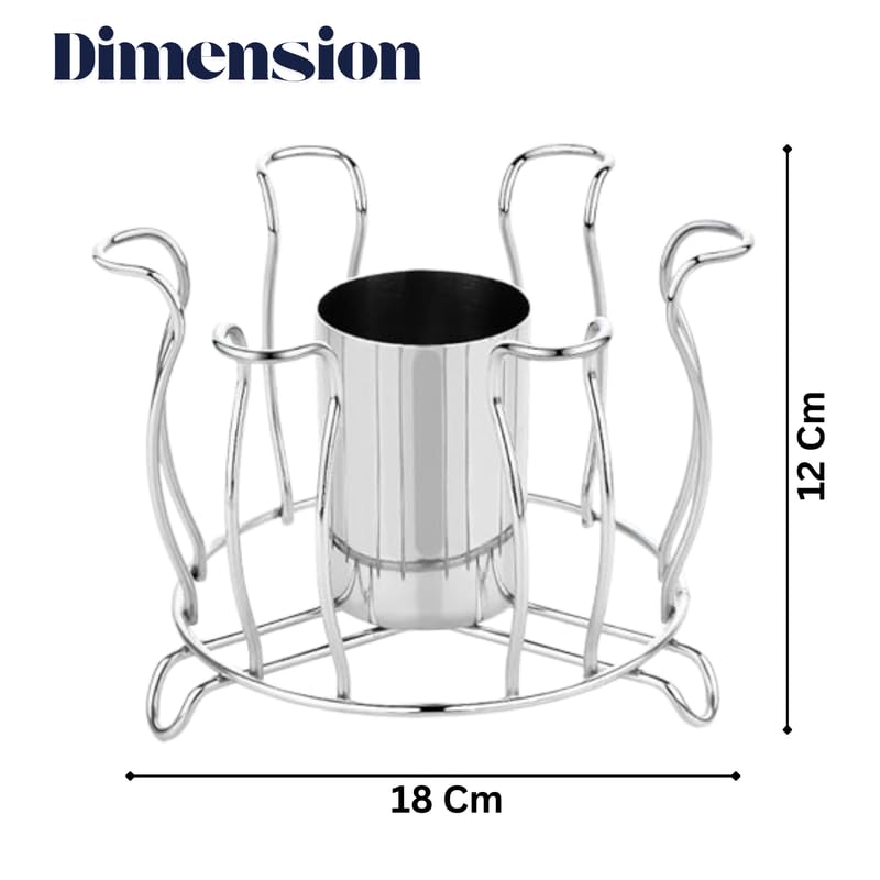 Puno Lotus-Shaped Stainless Steel Glass Stand with Central Spoon Holder – Elegant Flower Design Cup & Utensil Organizer Rack for Kitchen & Dining Table - Image 4