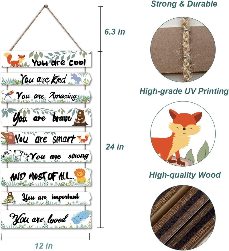 JEVUVU Woodland Nursery Room Decor for Baby Bedroom - Jungle Safari Animal Theme Wall Decor for Toddler Boy or Girl - Colorful Elephant Giraffe Lion Forest Wall Art Decorations - Image 1