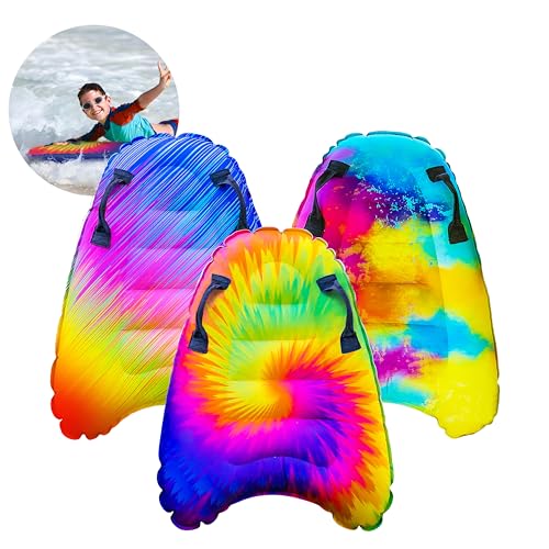 JAMBO 3 Pack Inflatable Surf Body Boards with Handles for Water Slides Boogie Boards for Beach Pool Lake Slip Slides Lightweight Floating Water Toys for Kids Adults - Image 1