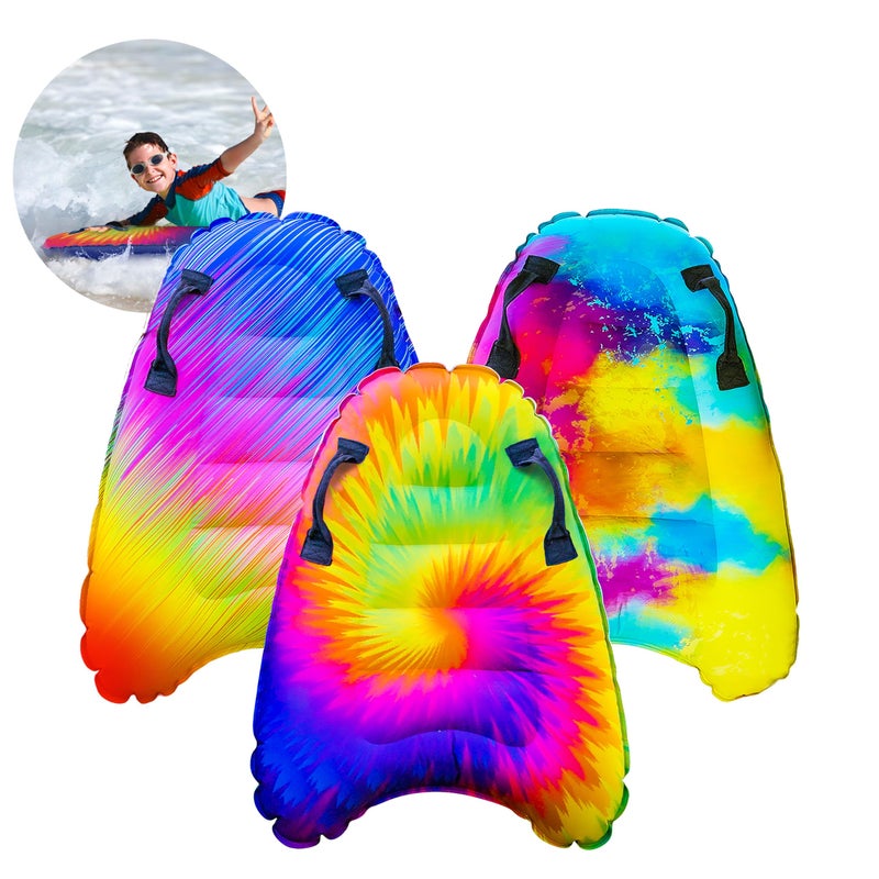 JAMBO 3 Pack Inflatable Surf Body Boards with Handles for Water Slides Boogie Boards for Beach Pool Lake Slip Slides Lightweight Floating Water Toys for Kids Adults - Image 2