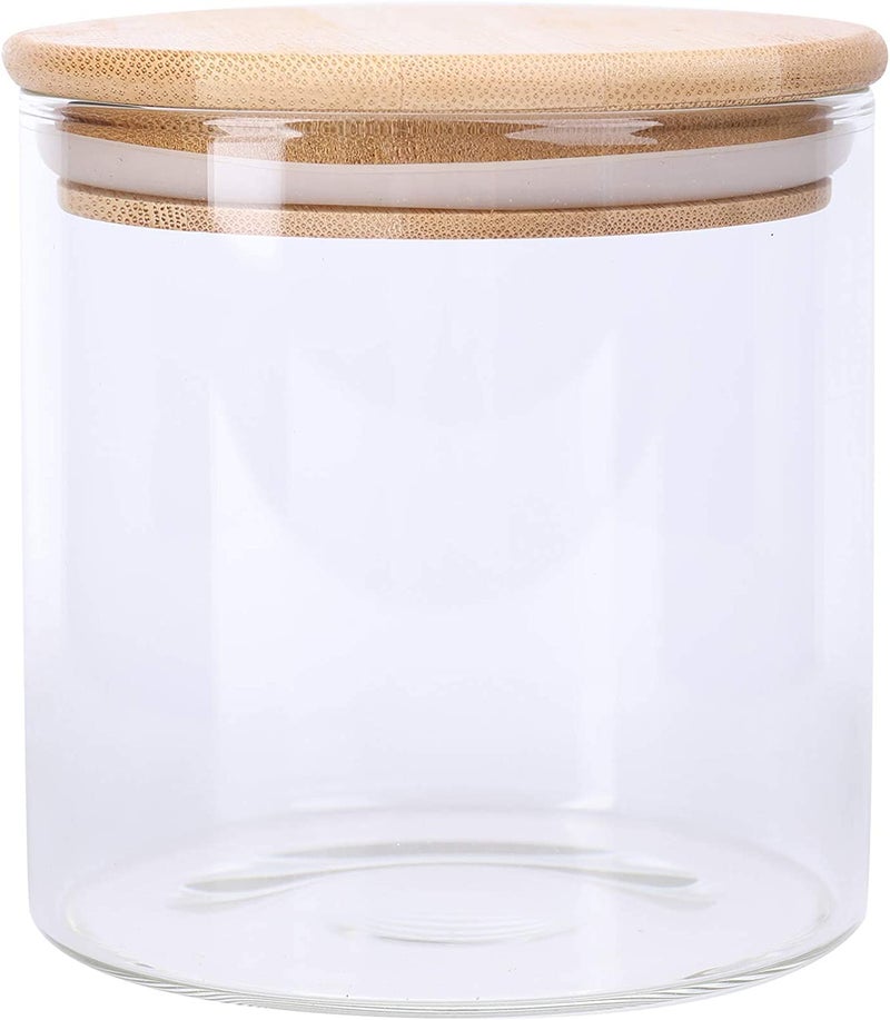 Evatta Pack of 6 Glass Food Storage Containers SetAirtight Food Jars with Bamboo Wooden Lids Kitchen Canisters for SugarCandy Cookie 500 ml Wooden lid - Image 3