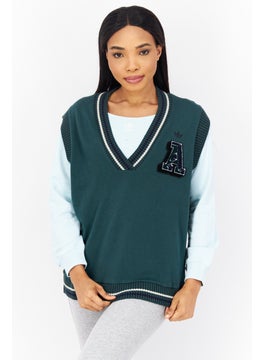 adidas Originals Women Sportswear Fit Sleeveless Running Vest, Dark Green Combo  - Image 1