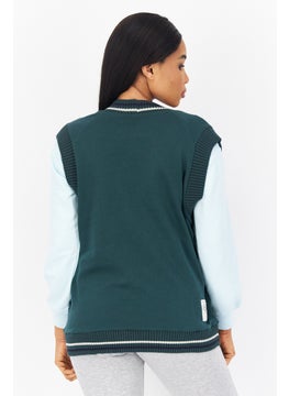 adidas Originals Women Sportswear Fit Sleeveless Running Vest, Dark Green Combo  - Image 3