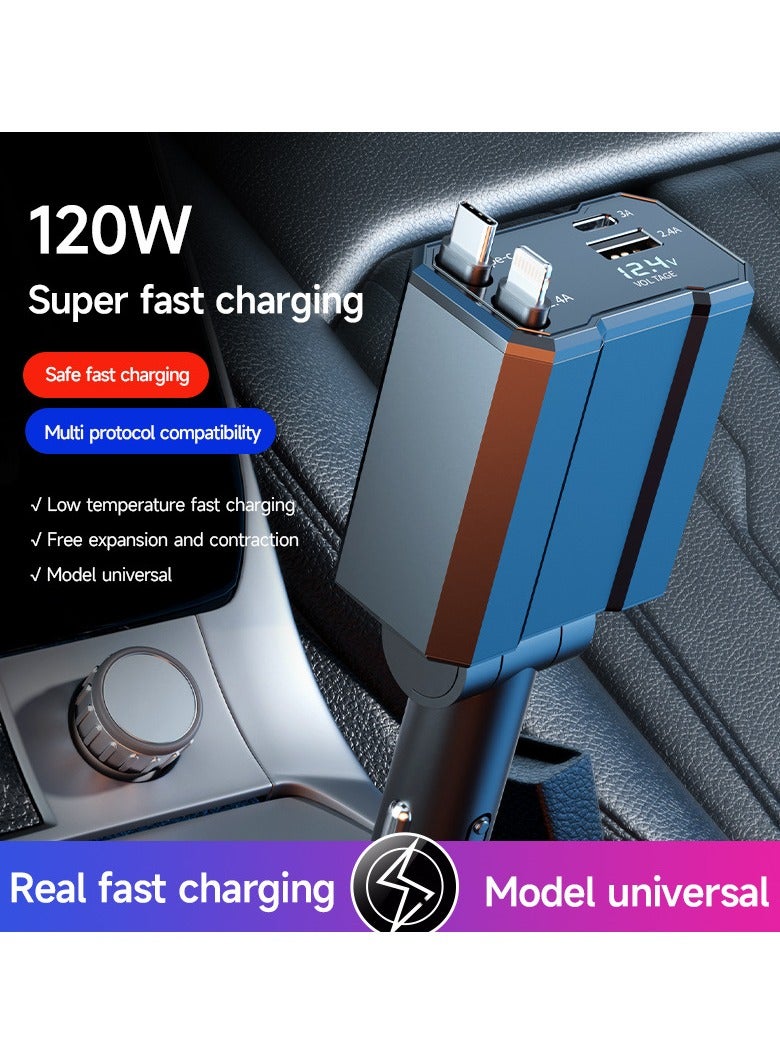 شاحن سيارة معدني/فائقة الشحن السريع أربعة في واحد - Image 2