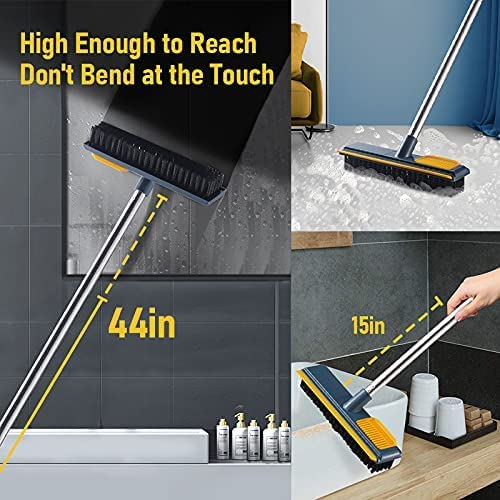 Deoxys 2 in 1 Scrape and Brush, Floor Scrub Brush with Long Handle, Tub and Tile Brush with Comb Design to Clean Hair, for Cleaning Bathroom, Patio, Kitchen, Wall - Image 4