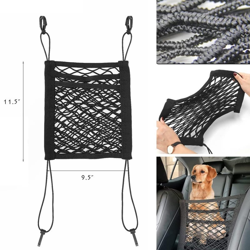 Portible Portibal Dog Net Between Car Seats, Auto Safety Mesh Organizer, Baby Stretchable Storage Bag Universal for Cars, Car Divider for Driving Safely with Children & Pets - Image 2