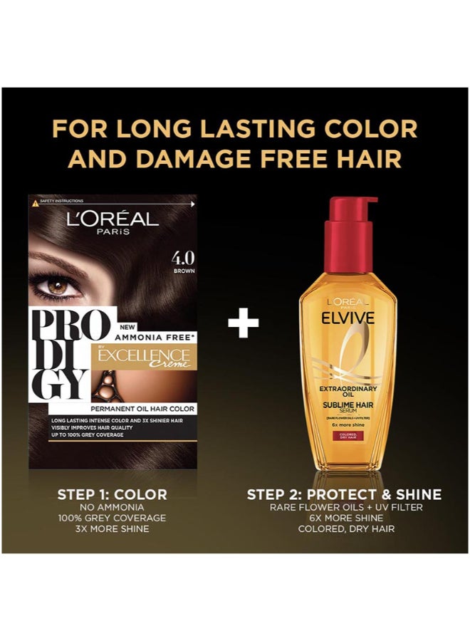 L'OREAL PARIS Prodigy Hair Color/Dye Micro-Oil Technology For Smooth Natural Hair Grey Hair Coverage 4.0 Brown - Image 4