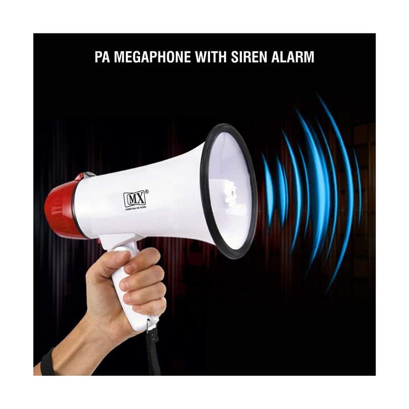 MX 30W Portable Handheld Megaphone with Siren Alarm & LED Light – 30W RMS, ABS Build, Hand Grip & Shoulder Sling – Indoor & Outdoor Use - Image 3