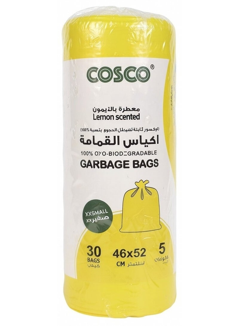 أكياس قمامة برائحة الليمون، قابلة للتحلل الحيوي بنسبة 100%، مقاس صغير جدًا (XXS)، سعة 5 جالونات، 30 كيسًا، 46 × 52 سم