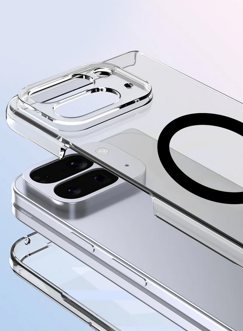 CATANES TPU Fold Case for Google Pixel 10 Pro with Screen Protector - Built-in Strong Magnetic - Anti-Yellowing Crystal Slim Phone Cover - Clear - Image 5