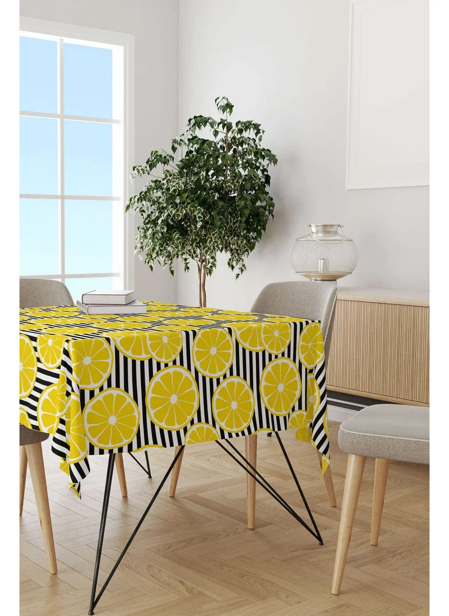 Cango Home White Yellow Lemon Patterned Digital Printed Tablecloth OYTYK918-MS