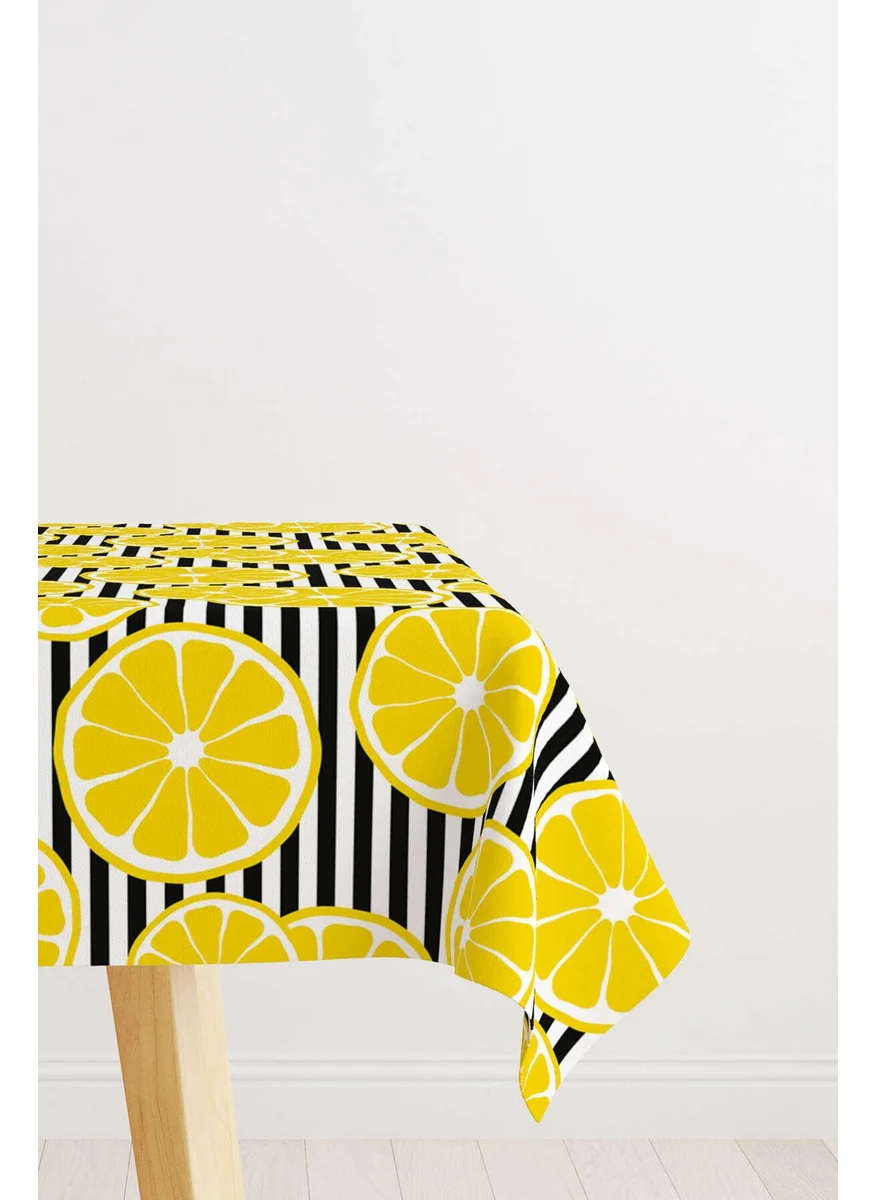 Cango Home White Yellow Lemon Patterned Digital Printed Tablecloth OYTYK918-MS