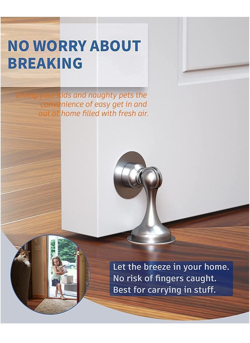 Y&D Magnetic Door Stop Stainless Steel 201 Catch Holder No Drill Doorstop with 3m Self Adhesive Tape Screws for Stronger Wall Floor Mount Hold Open  - Image 3