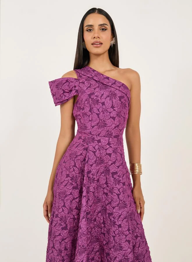 Styli Floral Jacquard Dress