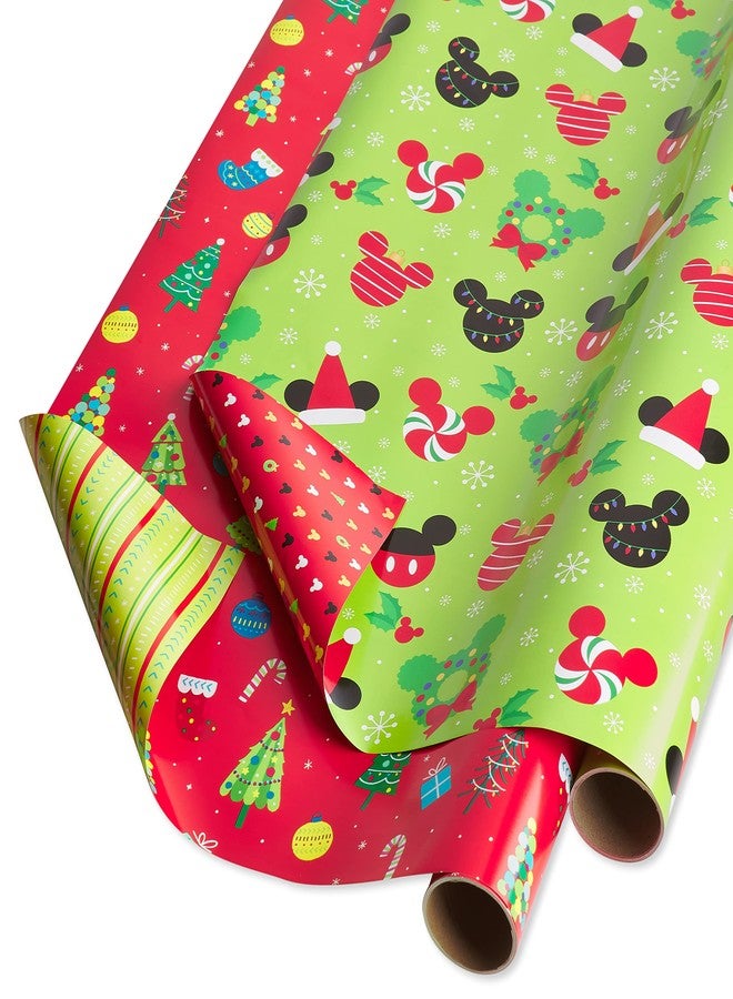 Papyrus Disney Christmas Wrapping Paper Rolls for Kids, Mickey Mouse and Christmas Decorations (2 Rolls, 60 sq. ft.) - Image 1