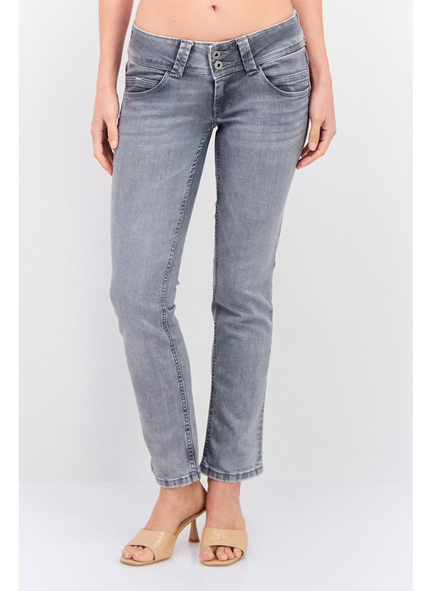 Pepe Jeans Women Straight Fit Washed Stretchable Jeans, Grey  - Image 1