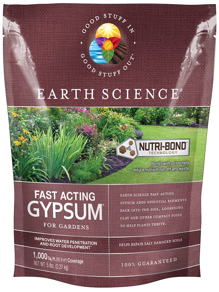 Earth Science Fast Acting Gypsum—5 lb— Soil Conditioner Adds Calcium, Repairs Salt Damage & Root Growth with Nutri-Bond Runoff Reduction Technology - Image 1