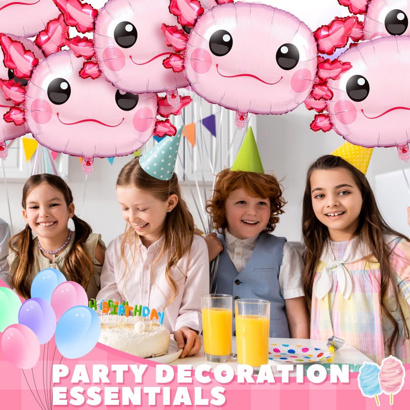 PullCrease 6 Pcs 34 Inch Axolotl Balloon Axolotl Birthday Party Decorations Aluminum Foil Inflatable Summer Supplies for Beach Themed Favor (Pink Style) - Image 5