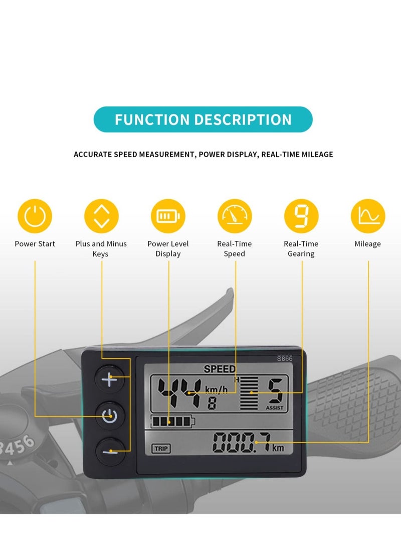 Y&D - Ebike LCD Display Meter Multi-Function High Quality IP65 Waterproof Bicycle Computer and Compatible with UART 2 Protocols - Image 1