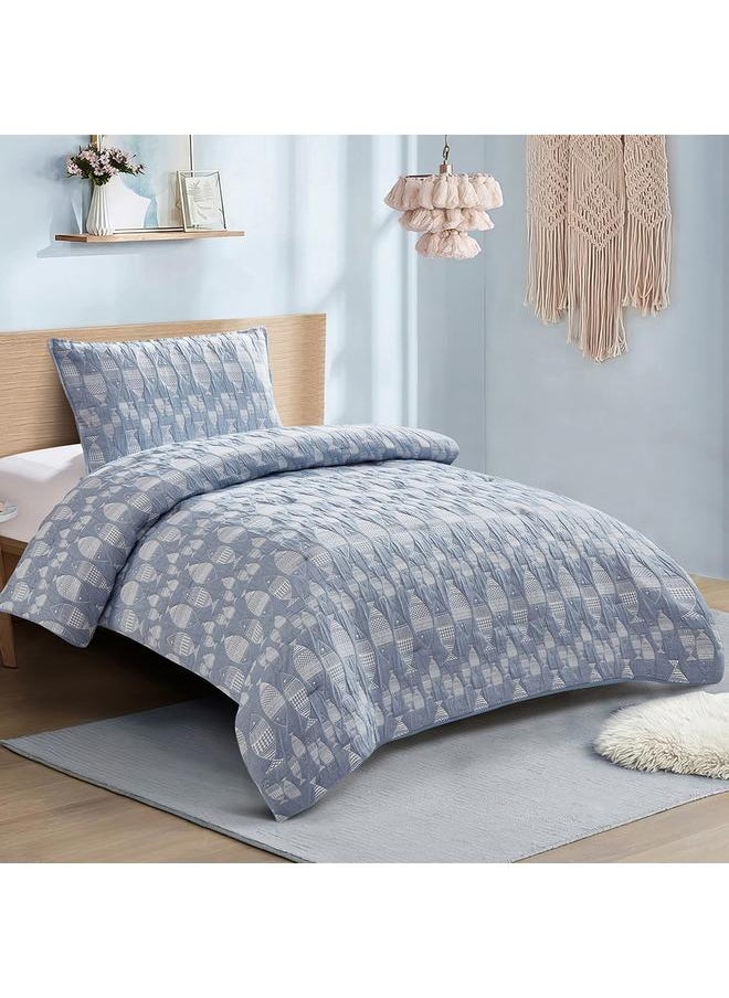 Home Box Sea World Fishes 2-Piece Single Comforter Set - 135x220 cm  - Image 1