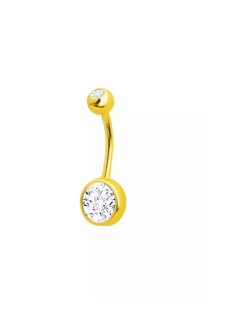 Ruby Art Gold 18K Real Gold Belly Button Piercing with white stone- 2.65 Gram - Image 1