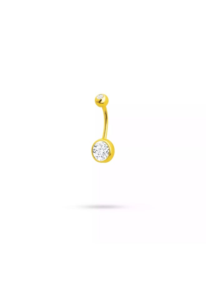 Ruby Art Gold 18K Real Gold Belly Button Piercing with white stone- 2.65 Gram - Image 2