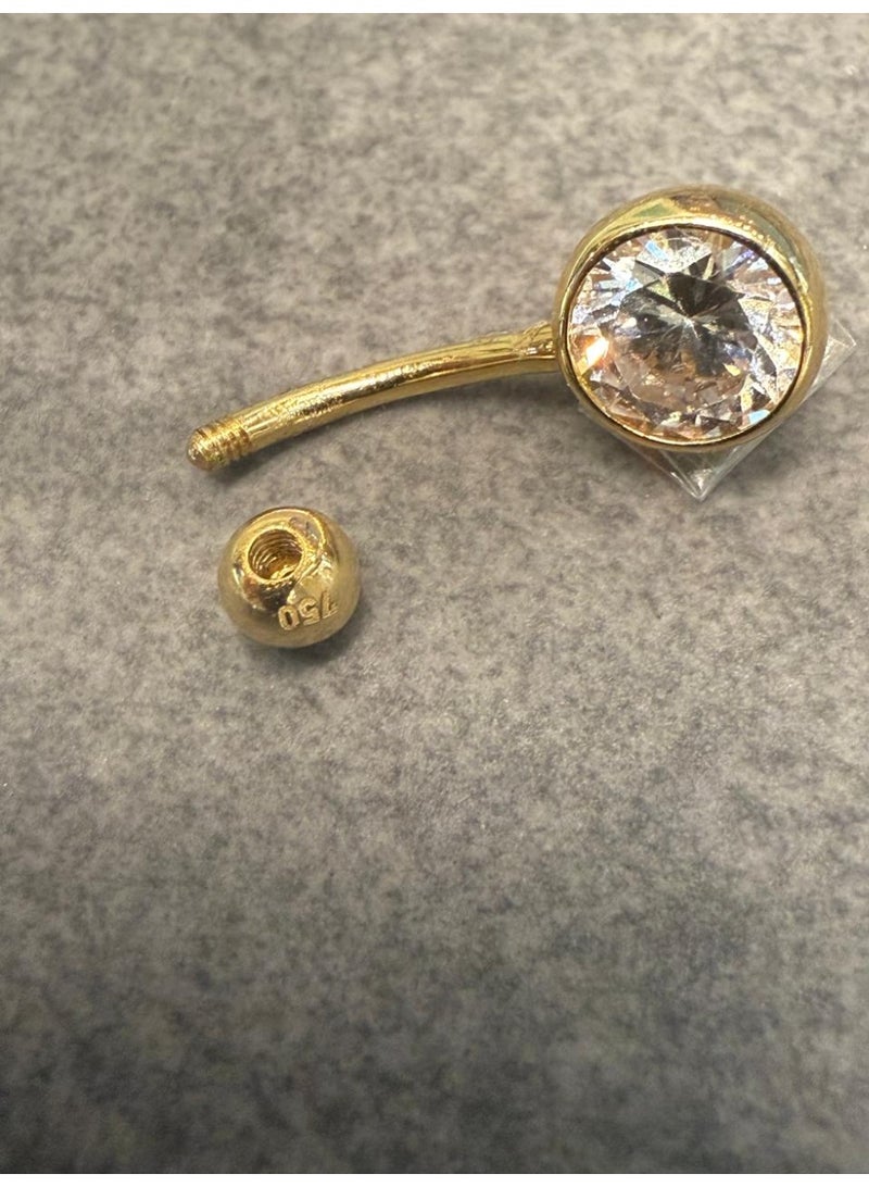 Ruby Art Gold 18K Real Gold Belly Button Piercing with white stone- 2.65 Gram - Image 3