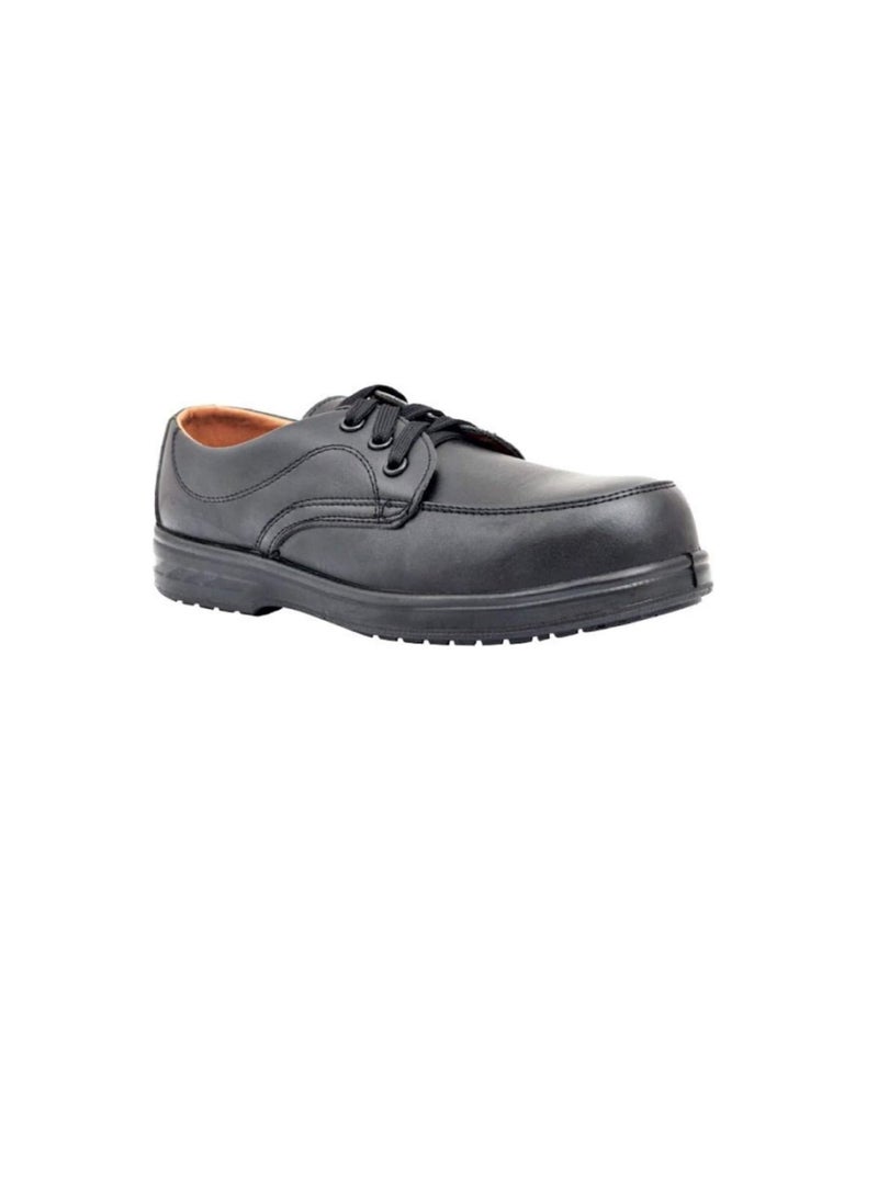 ABBASALI Men Black Leather Safety Shoes Mesh Breathable Lightweight Comfortable - Image 1