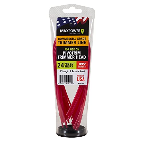 MaxPower 333795 Pivotrim Commercial Grade Trimmer Line Replacement Strips .095" x 12" - 24 Strips, Red - Image 1