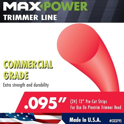 MaxPower 333795 Pivotrim Commercial Grade Trimmer Line Replacement Strips .095" x 12" - 24 Strips, Red - Image 2