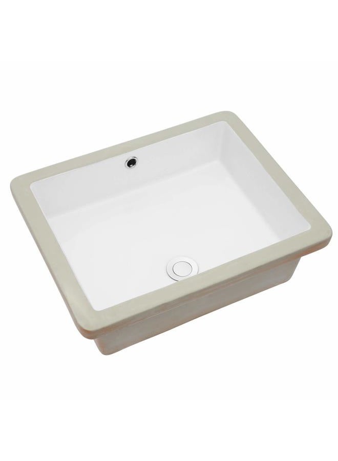 Lordear Undermount Bathroom Sink - 20x16 Inch Undermount Rectangle White Porcelain Ceramic Bathroom Lavatory Vanity Sink Basin with Overflow - Image 1
