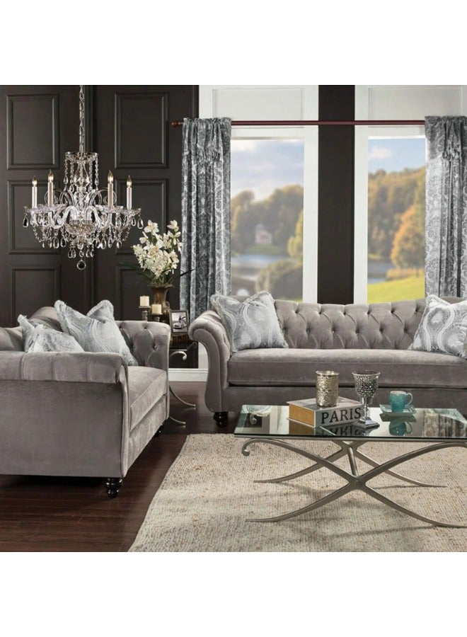 كستم ديكو أريكة فاخرة من القماش الموكا الفاتح بتصميم ملكي - أريكة مُنجدة مُخصصة لغرفة المعيشة، بتصميم أنيق وراحة فائقة - Image 1