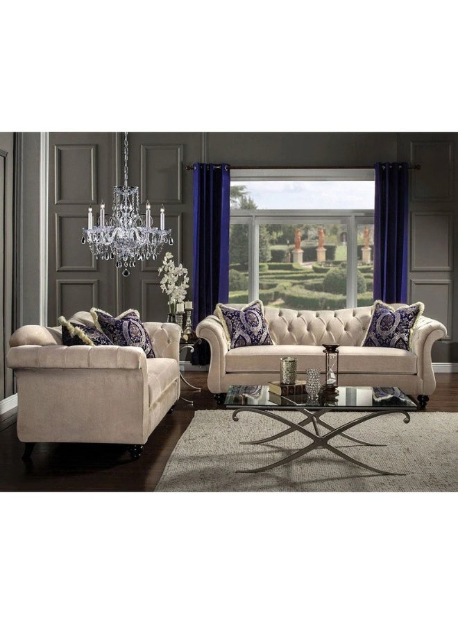 كستم ديكو أريكة فاخرة من القماش الموكا الفاتح بتصميم ملكي - أريكة مُنجدة مُخصصة لغرفة المعيشة، بتصميم أنيق وراحة فائقة - Image 5