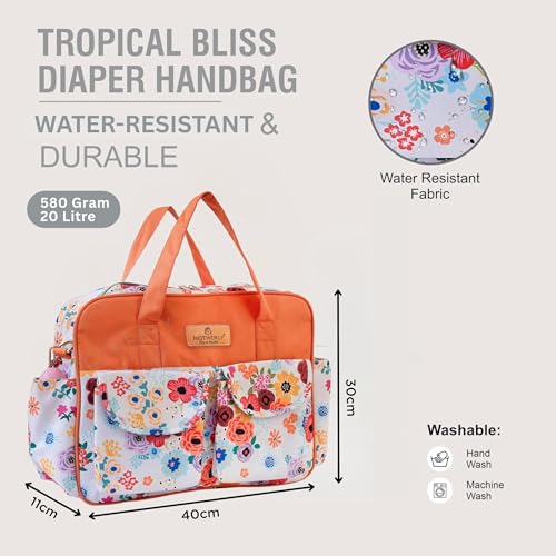 Motherly Grace Tote Diaper Bag for Mothers for Travel with Changing Mat and 6-Month Warranty | Maternity Hospital Bag for Newborn | Water-Resistant Baby Bag for mom -Garden Glam - Image 5