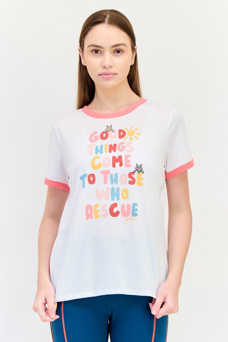 SKECHERS Women Sportswear Fit Short Sleeve Outdoor T-Shirt, White - Image 1