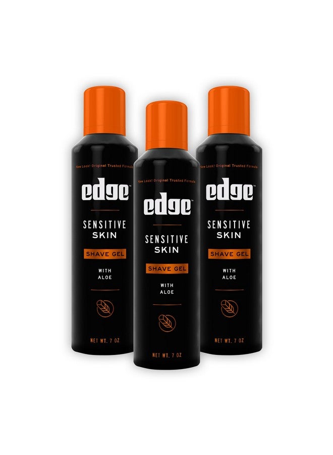 إيدج جل حلاقة إيدج للرجال، للبشرة الحساسة مع الصبار، 7 أونصة (عبوة من 3 قطع) - جل حلاقة للرجال يرطب ويحمي ويلطف للمساعدة في تقليل تهيج الجلد (قد تختلف العبوة) - Image 1