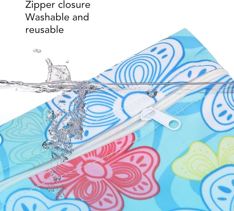 T07 حقيبة حفاضات قابلة لإعادة الاستخدام مقاومة للماء مع 3 أكياس مبللة للسفر والشاطئ والمسابح والصالة الرياضية - Image 3