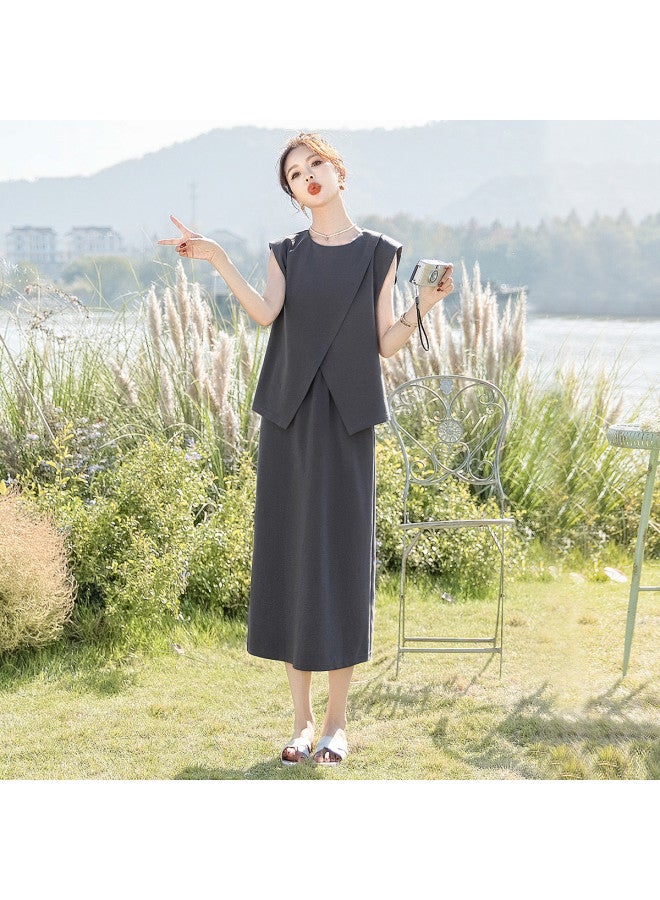 Cypress House 2025 Summer New Women's Round Neck Top With High-waist Skirt Two-piece Set - Image 4