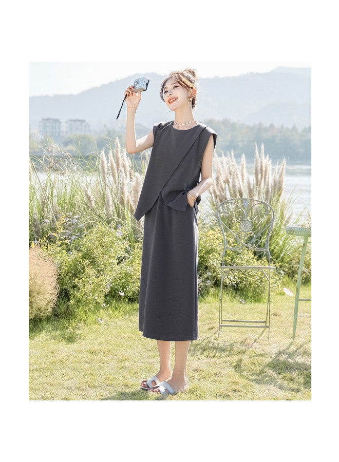 Cypress House 2025 Summer New Women's Round Neck Top With High-waist Skirt Two-piece Set - Image 5