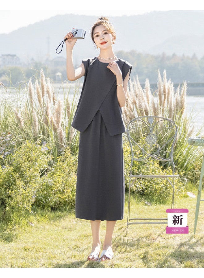 Cypress House 2025 Summer New Women's Round Neck Top With High-waist Skirt Two-piece Set - Image 1