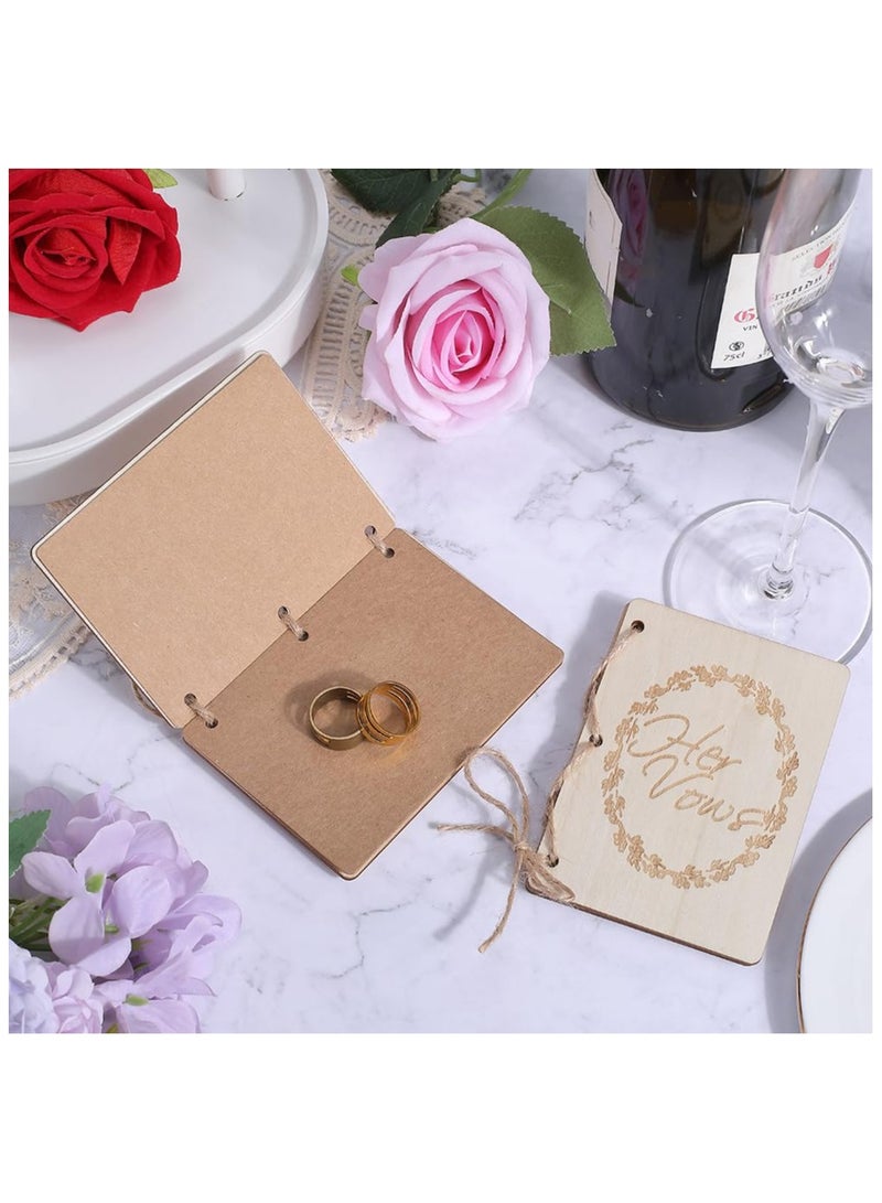 SYOSI Wooden Greeting Cards Wedding 2pcs, Vow Books Officiant Wedding Day Card, Bride and Groom Bridal Shower Gifts, Booklet Keepsake Vow Notebook Wedding Essentials, His and Hers Marriage Vows Cards - Image 4