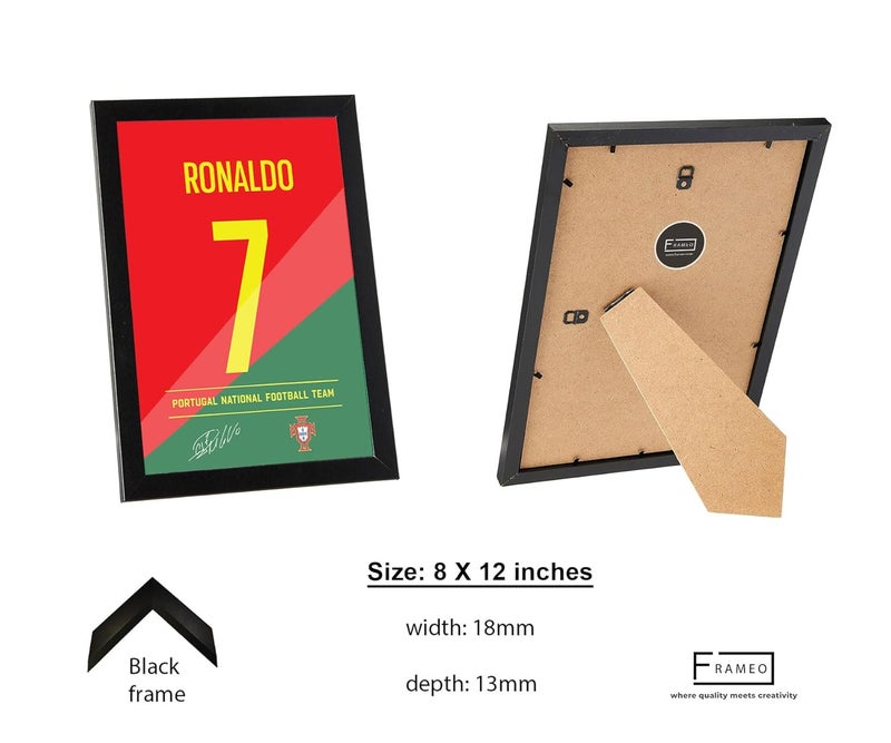 FRAMEO STORE Cristiano Ronaldo 7 Jersey Art Poster Glass frame Cristiano Ronaldo World Cup Jersey wall art framed poster A4 size 8 X 12 Inches - Image 4
