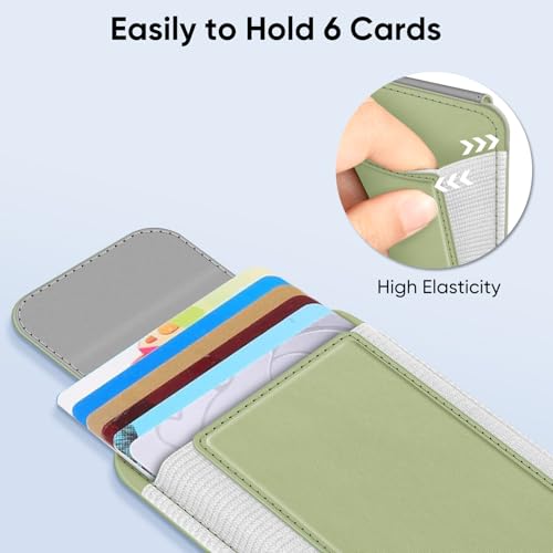 FINPAC MagSafe Wallet, Magnetic Card Wallet Holder for iPhone 17/16/15/14/13/12 Series, Safe RFID Blocking Slim Leather 6 Card Holder for Women Men, Bamboo Green - Image 2