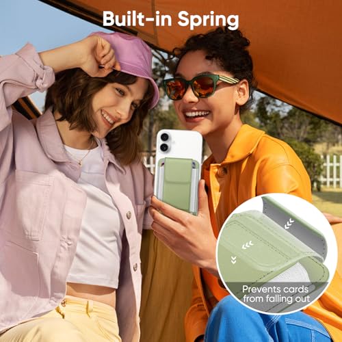 FINPAC MagSafe Wallet, Magnetic Card Wallet Holder for iPhone 17/16/15/14/13/12 Series, Safe RFID Blocking Slim Leather 6 Card Holder for Women Men, Bamboo Green - Image 5