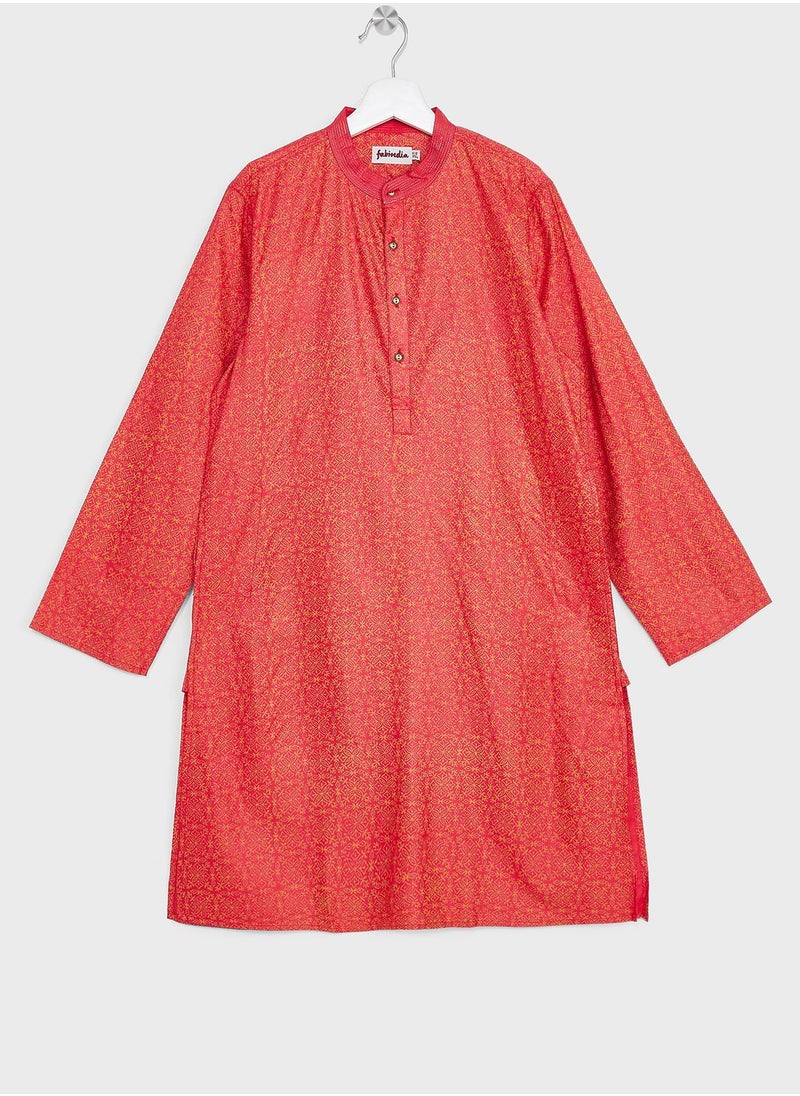 Fabindia - Kids Printed Long Kurta - Image 1