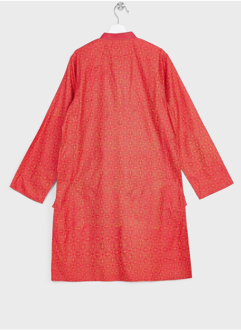 Fabindia - Kids Printed Long Kurta - Image 1