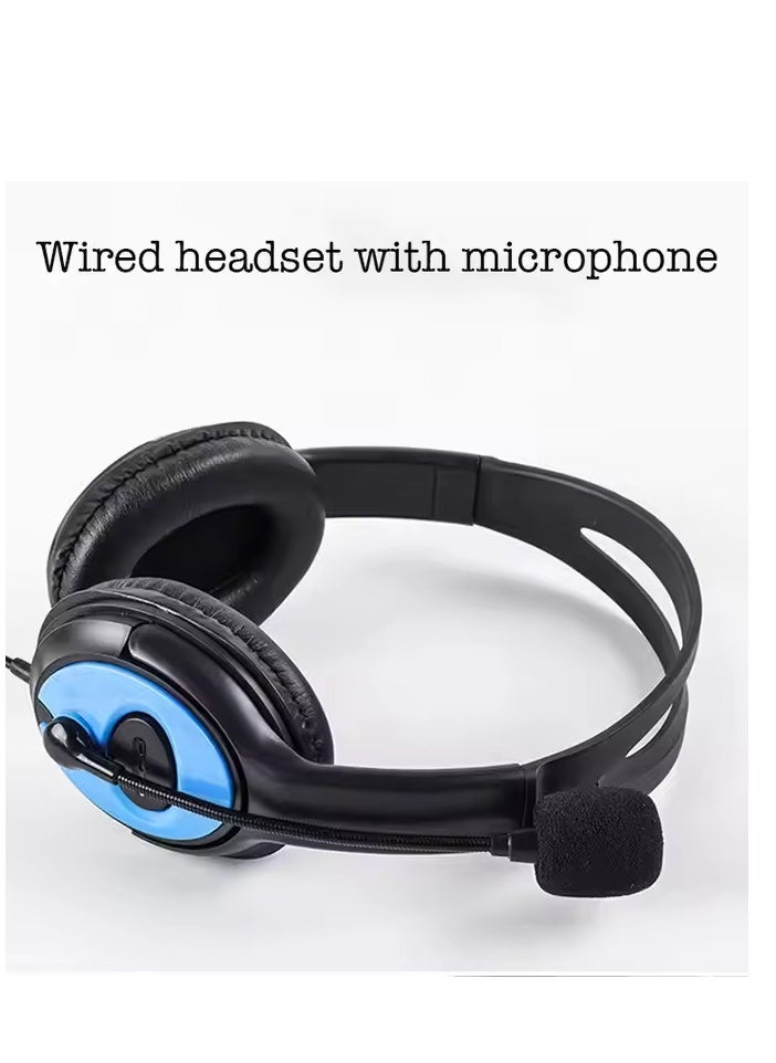 Generic - PUBG Video Game Headset Wired Easy-to-Connect with Microphone Volume Control and Noise Reduction Blue - Image 1