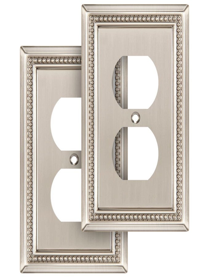 Henne Bery Sunken Pearls Decorative Wall Plate Switch Plate Outlet Cover (Single Duplex, 2 Pack, Satin Nickel) - Image 1