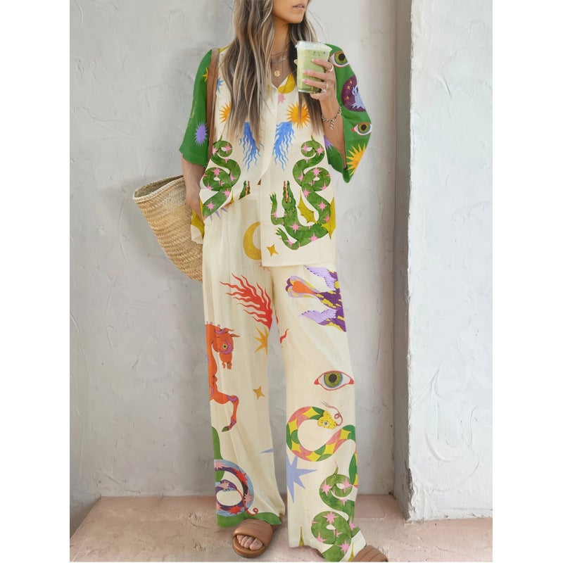 Women's Casual Printed Two-Piece Set - Image 1